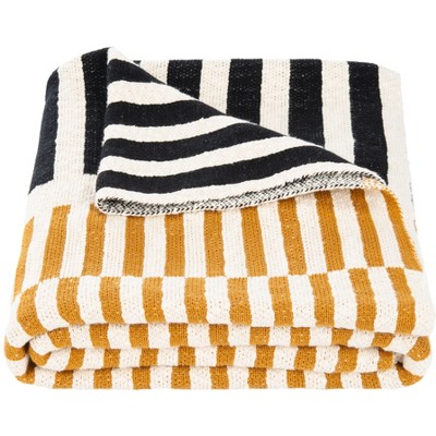 Lupin Throw Blanket - Mustard/Beige/Black - 50" X 60" - Safavieh