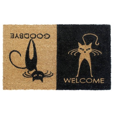 Tufted Welcome/Goodbye Cats Doormat Black - Raj