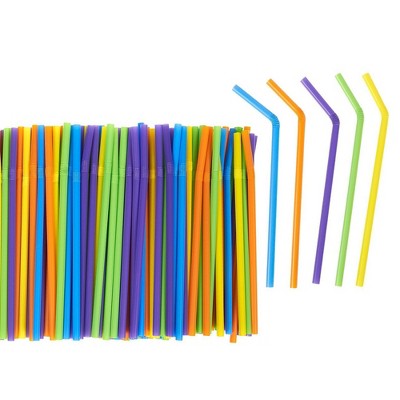 Juvale 300 Count Bulk Smoothie Straws - Bendy Straws - Colorful Flexible Plastic Drinking Straws for Birthdays, Parties, Celebrations, Multiple Colors