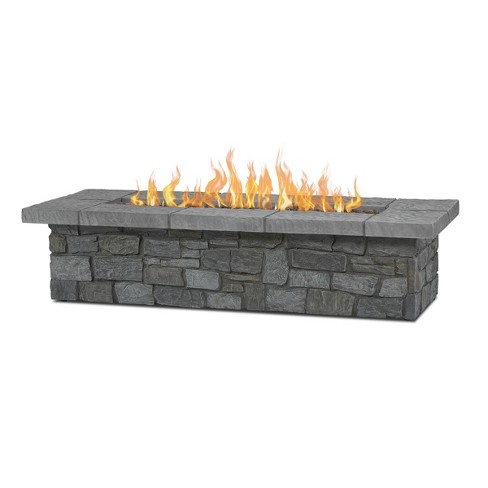 Sedona Large Rectangle Fire Pit With Ng Conversion Gray Real Flame Target