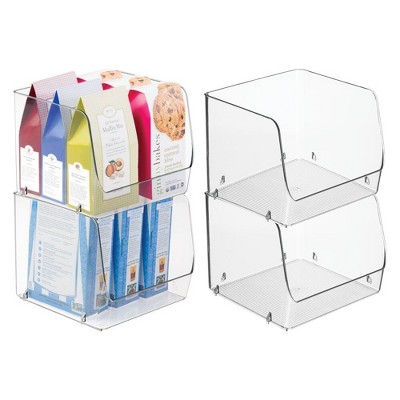 iDesign Stackable Open-Front Storage Bins - Set of 4 - Clear, USA Made