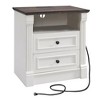 SinCiDo 26" H Farmhouse Nightstand w/ Charging Station 23.6" W Rustic End Table Roman Column,Open Shelf,2 Drawers & Metal Handles - 4 of 4