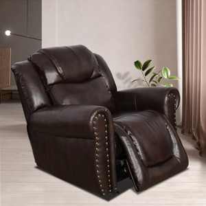 Fontoi Accent Chairs, Adjustable Recliner Chair, Leather Sofa with Soft Cushion for Living Room Bedroom Home Office, Brown, 38"*39"*41" - 1 of 4