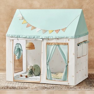 Tiny Land® Sweet Woodland Kids Play Tent - White and Green Indoor Playhouse - 1 of 4