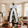 Orieon 25PCS Silver Satin Christmas Tree Topper & Ribbon Bows Set, Wired Edge Long Tail Bows for Tree, Wreath, Garland, Gifts. - 3 of 4