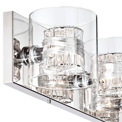 Chic Chrome 25'' Vanity Wall Light with Clear Glass and Wire Detail