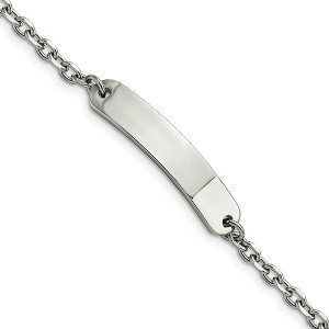 Black Bow Jewelry Women's Stainless Steel Cable Link I.D. Bracelet, 7 Inch - 1 of 4