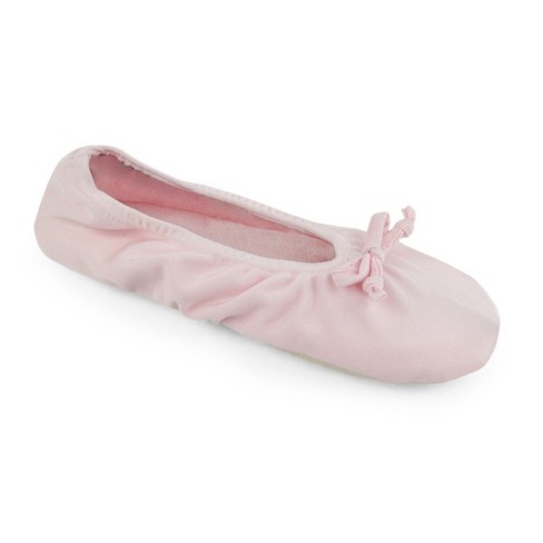 Softones by MUK LUKS Women's Stretch Satin Ballerina Slipper - Pink, Medium  (6.5-7)