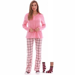 Just Love Womens Ultra-Soft Pajama Pant Set with Matching Socks - 3 Piece Micro Fleece PJ Set - 1 of 3