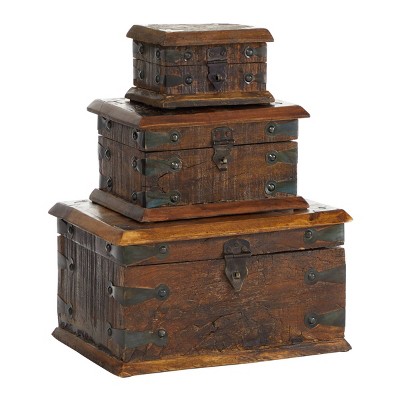 Set of 3 Farmhouse Reclaimed Wood Boxes - Olivia & May