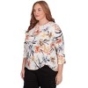 Alfred Dunner Womens Plus-Size Watercolor Floral Crewneck Top , Neutral Multi , Size 1X - 3 of 4