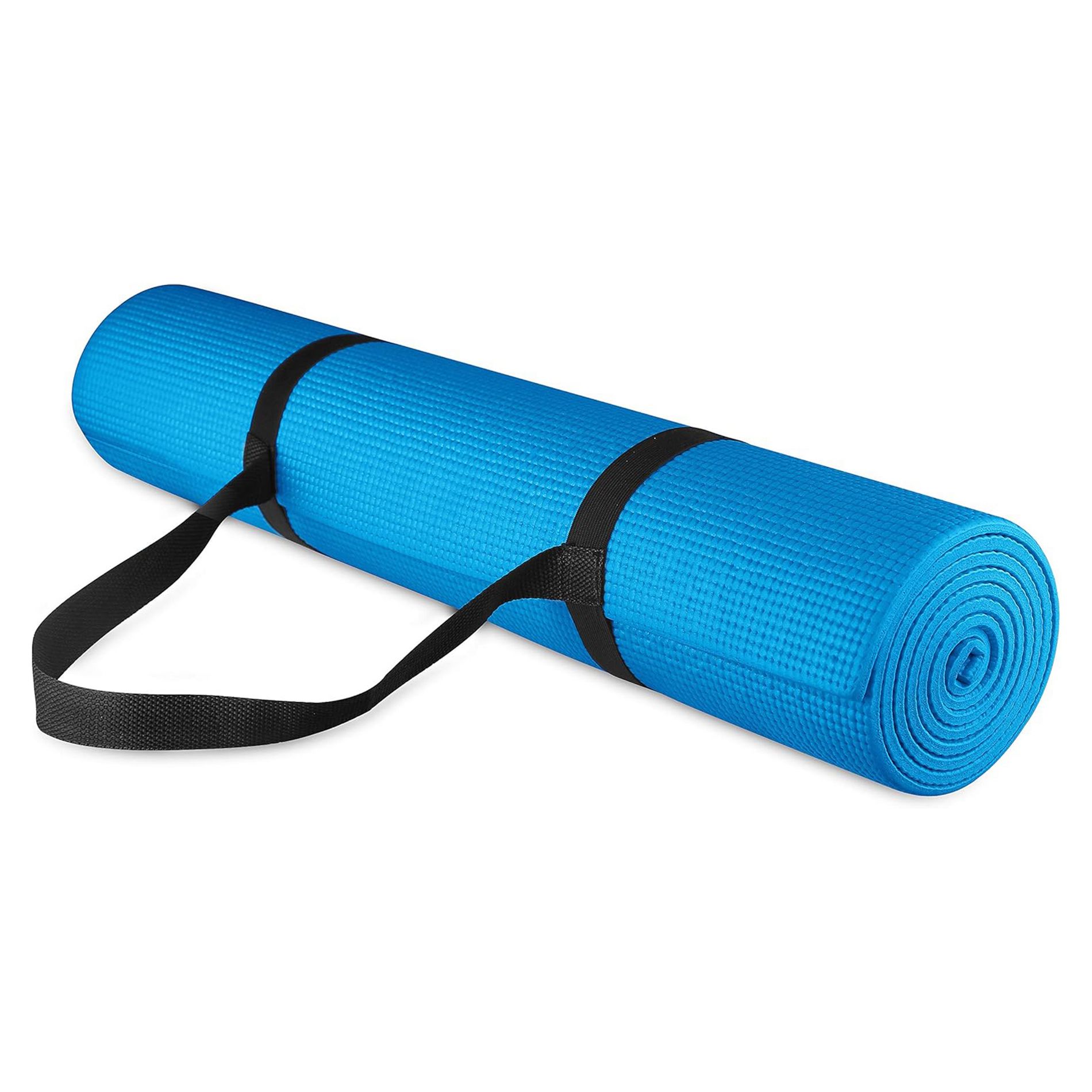 Fitvids 1/4” High Density Thick Non Slip Workout Yoga Mat and Carry Strap, Blue