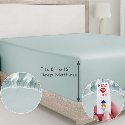 Sky Blue Cotton Deep Pocket California King Fitted Sheet