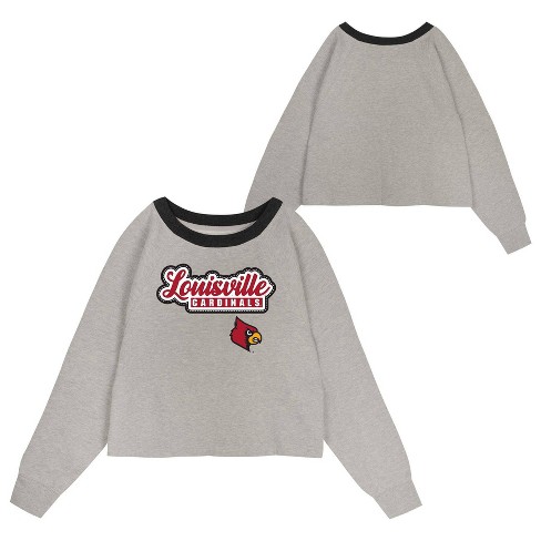 NCAA Louisville Cardinals Girls' Crew Neck Fleece Gray Sweatshirt - image 1 of 3