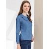 Allegra K Women's Peter Pan Collar Ruffled Button Down Denim Shirt - 3 of 4
