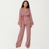 Anna-Kaci Lounge Women's Printed Satin Pajama Set with Long Sleeve Wrap Top Self-Tie Waist and Full-Length Relaxed Fit Lounge Pants - 3 of 4