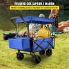 YONWAY Large Collapsible Garden Cart with Removable Canopy, 300LB Capacity Folding Wagon with 360° Wheels & Storage,for Camping Shopping Beach,Blue - 2 of 4