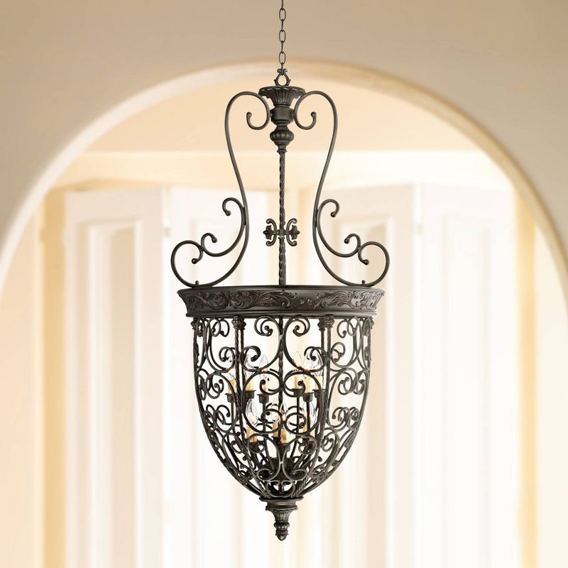 Franklin Iron Works French Scroll Rubbed Bronze Chandelier 27 1/2" Wide Rustic 12-Light Fixture for Dining Room House Kitchen Island Entryway Bedroom, 2 of 10