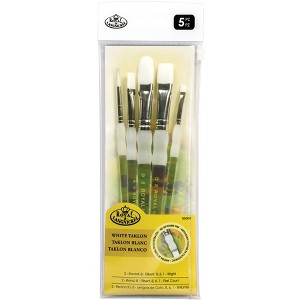 Royal & Langnickel Soft-Grip White Taklon Brushes, Assorted Sizes, Set of 5 - 1 of 2