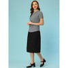 Allegra K Women's 1950s Round Neck Short Sleeve Gingham Tops - 3 of 4