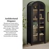 Tall Modern Bookcase in Oak: 5 Shelves, Elegant Arched Glass Doors - 2 of 4