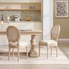 Set of 2 French Country Dining Chairs with Carved Wood Legs and Fan/Round Back in Linen for Kitchen or Dining Room-Cuddlewood - 2 of 4