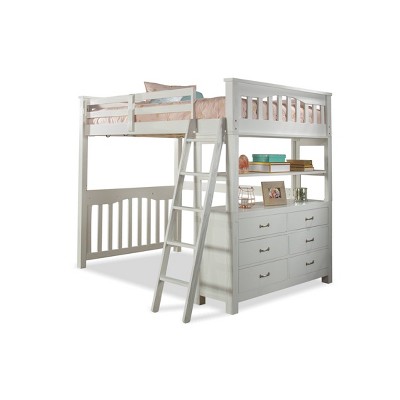Full Highlands Loft Bed with Hanging Nightstand White - Hillsdale Furniture