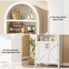 63" Tall Arched Kitchen Pantry, Storage Cabinet Pantry with Adjustable Shelf and 2 Cross Doors, Organizer, Freestanding Morden Versatile Cupboard - 4 of 4