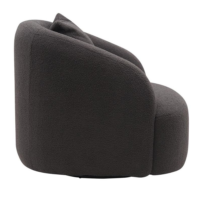 Soft Boucle Upholstered Swivel Accent Barrel Chair Wide Seat Round Single Sofa Chair 360 Swivel, 4 of 6