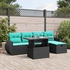 vidaXL 6 Piece Patio Sofa Set with Cushions Black Poly Rattan - 2 of 4
