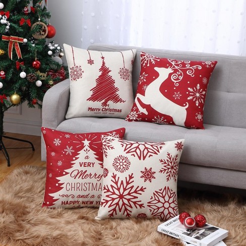 Christmas Pillow Covers 18x18 Set of 4 Throw Pillow Cover Holiday Xmas  Decor