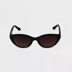 Women's Narrow Plastic Cateye Sunglasses - A New Day™ Black