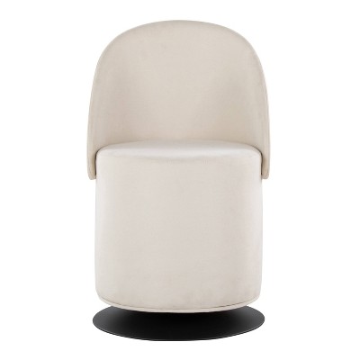 Cream Faux Leather Swivel Chair with Metal Base