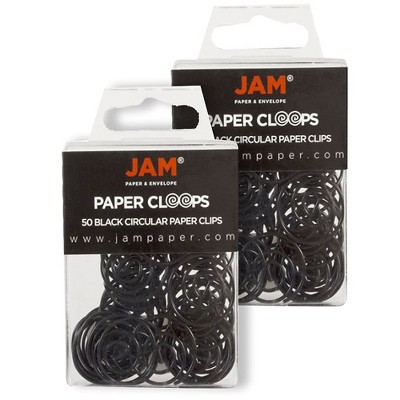 JAM Paper Colored Circular Paper Clips Round Paperclips Black 2 Packs of 50 2187133B