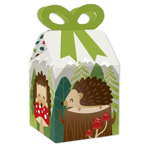 Big Dot of Happiness Forest Hedgehogs - Square Favor Gift Boxes - Woodland Birthday Party or Baby Shower Bow Boxes - Set of 12 - 1 of 4