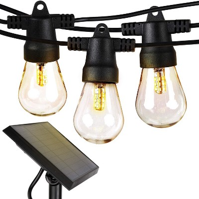 Brightech Ambience Pro Solar Power Outdoor String Lights with 12 Hanging Sockets & LED Edison Bulb for Outside Backyard Cafe Patio or Porch, 27 Foot