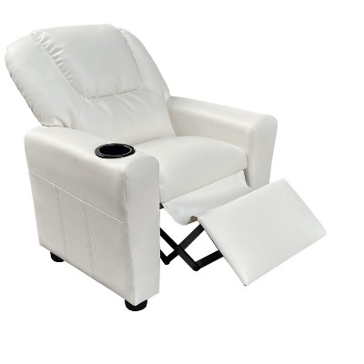 Lyngins Modern PU Leather Kids Recliner Chair with Adjustable Back & Footrest,Armchair Accent Chair for Living Room,Bedroom