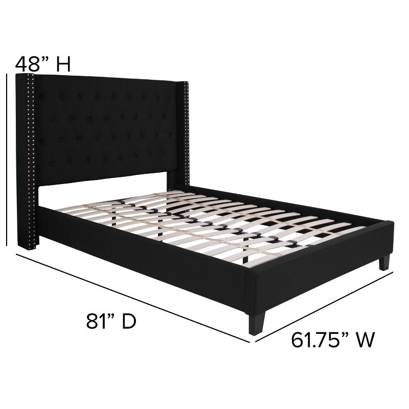 Flash Furniture Riverdale Full Size Tufted Upholstered Platform Bed in Black Fabric, 4 of 7