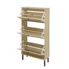 ORRD Rattan 3-Door Shoe Cabinet | Moisture-Proof & Sun-Resistant | Freestanding Entryway Shoe Rack with Wall-Mount Option，Natural - 3 of 4