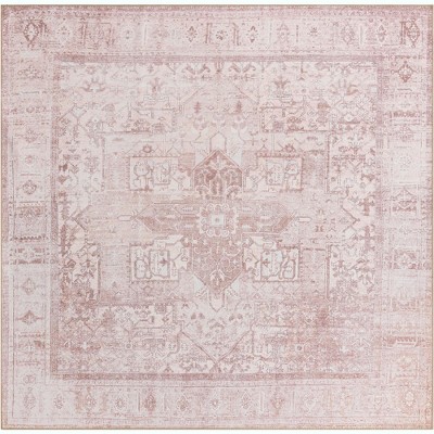 Beige and Light Brown Square Chenille Flat Woven Rug