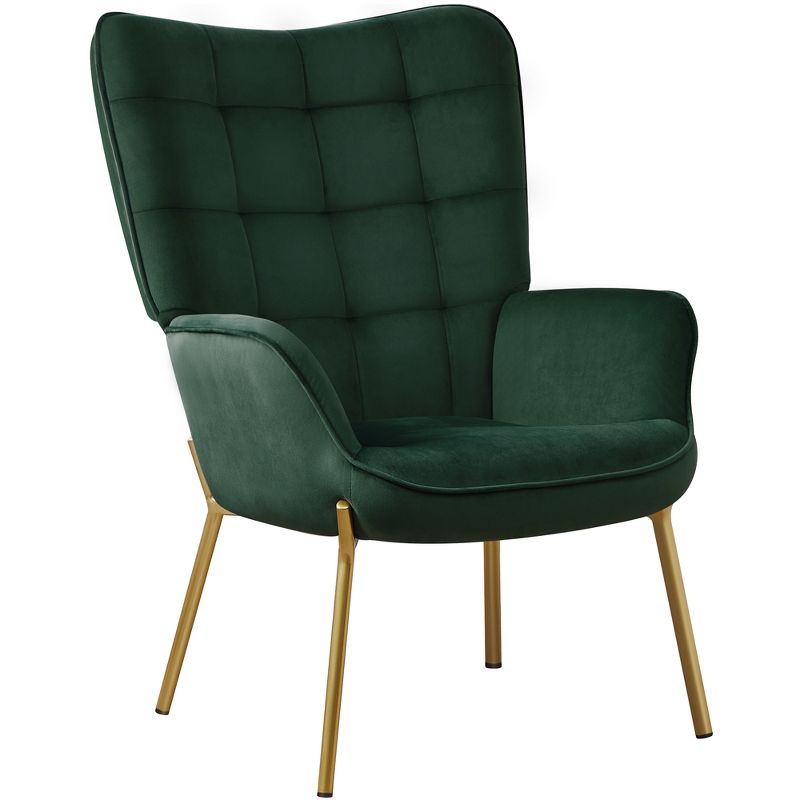 Yaheetech Velvet Upholstered Accent Chair with Tufted High Back Metal Legs for Living Room, 1 of 9