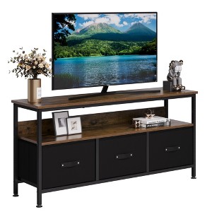 3 Fabric Drawers TV Stand for 55 Inch TV, Modern Living Room Storage TV Stand with Open Space - 1 of 4