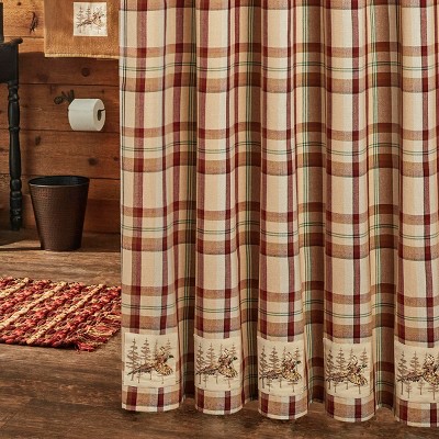 Country Plaid Pheasant Patch Fabric Shower Curtain