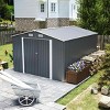 9×11 FT Metal Storage Shed with 3 Lockable Doors and 4 Vents, Outdoor Utility Garden Tool Shed, Steel Waterproof Backyard Storage Shed-Coolbibila - 2 of 4