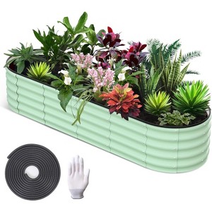Outdoor Oval Raised Garden Bed with Open Base,Tool-Free Assembly Planter Raised Boxes for Outdoor Vegetables & Flowers - 1 of 4