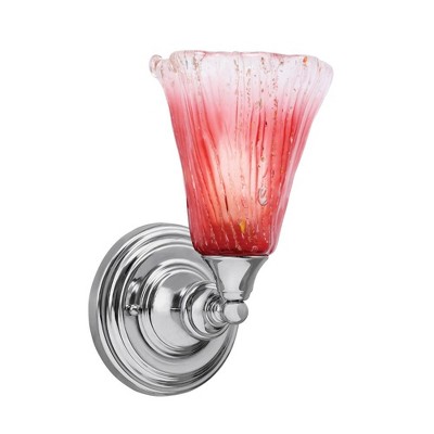 Toltec Lighting Any 1 - Light Sconce in  Chrome with 5.5" Fluted Raspberry Crystal Shade