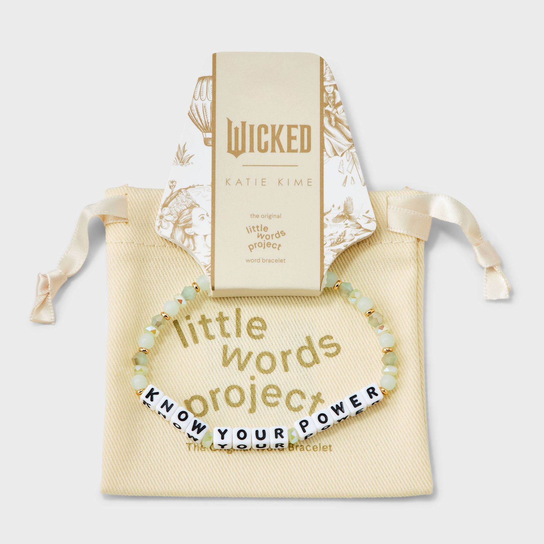 Little Words Project x Wicked "Know Your Power" Beaded Bracelet - Mint Green/White