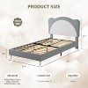 Upholstered Bed Frame for Kids with Scallop Headboard, Cute Velvet Princess Bed for Girls, Wood Slats Support No Box Spring Needed - 2 of 4