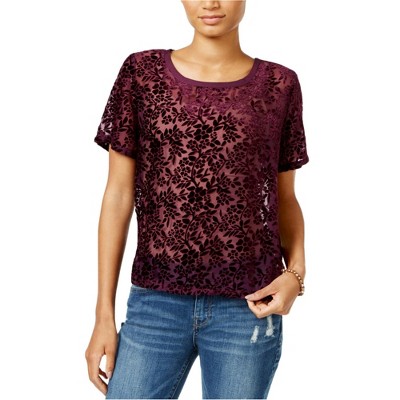 Lucky Brand Womens Velvet Pullover Blouse
