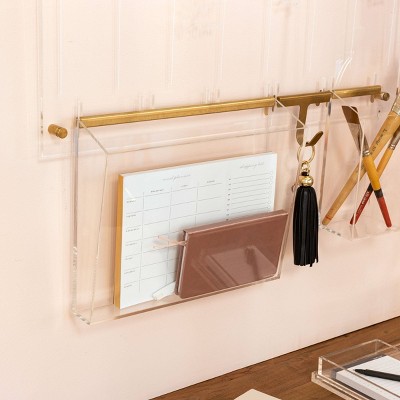 Clear Acrylic and Brass Wall File Pocket